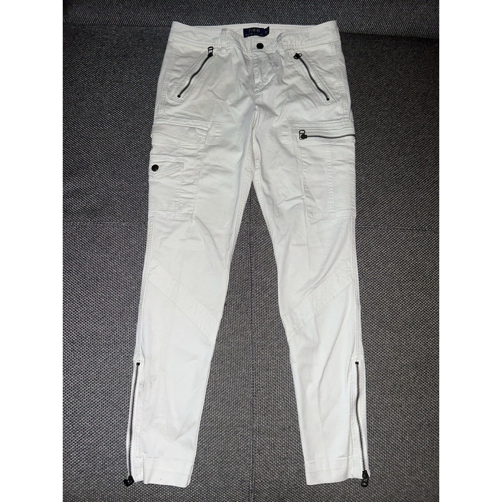 Polo Ralph Lauren White Military Surplus Womens Cargo Pants Size 8 Rare RL
